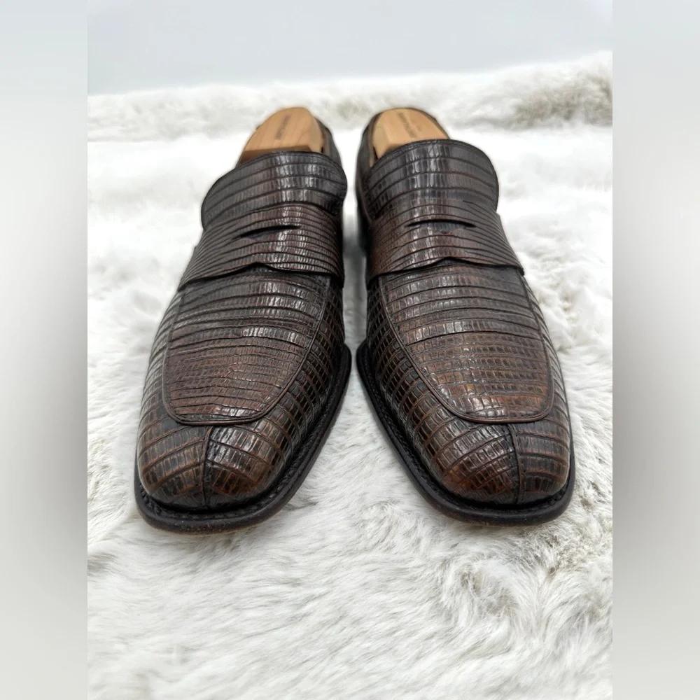 Salvatore ferragamo Lavorazione tramezza lizard Mens‎ loafers 11 D brown leather
